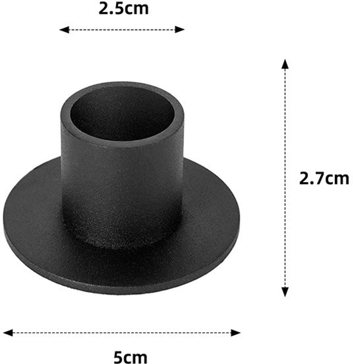 6 pieces - Candlesticks - Candle holder - Candle stand - metal candle holders - modern candle holders - home decoration - for the living room, parties, Christmas, weddings - Φ2.5 cm - 5*2.7 cm - black
