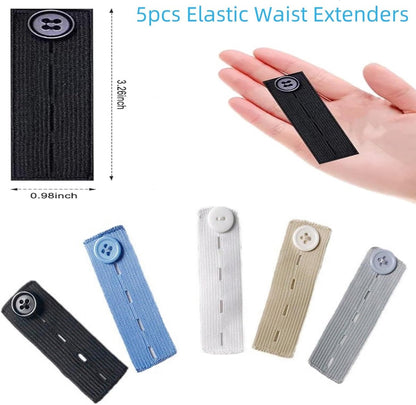 5 pieces - 83*24 mm - Button extender - Jeans button extension - Buttonhole extenders - waist extender for trousers - adjustable - waistband extenders - for men and women, jeans, trousers - button extender set