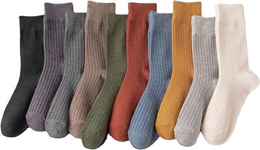 Socks - 10 Pairs Women's Socks - Women's Socks Value Bundle Size 36/40 - socks - stockings - Women's Socks Solid Color - Long socks - autumn Socks - soft, absorbent, breathable - For Casual, Business, Sports and Leisure - For autumn and spring