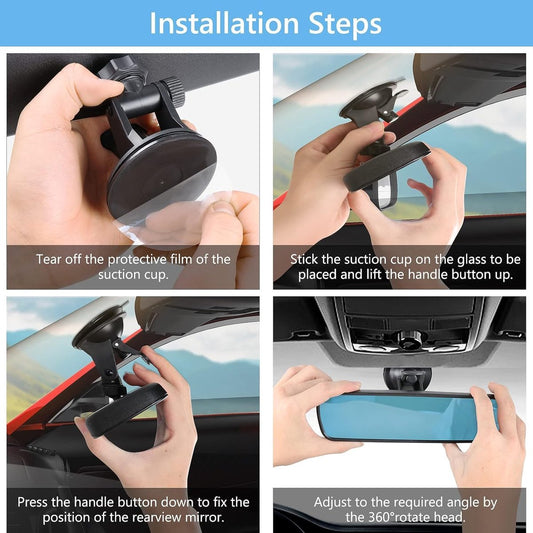 20*6 cm - car rearview mirror - rearview mirror - with suction cup - adjustable - car interior mirror - vehicle interior mirror reduces blind spots - universal - car accessories - for boats, trucks and SUVs - black