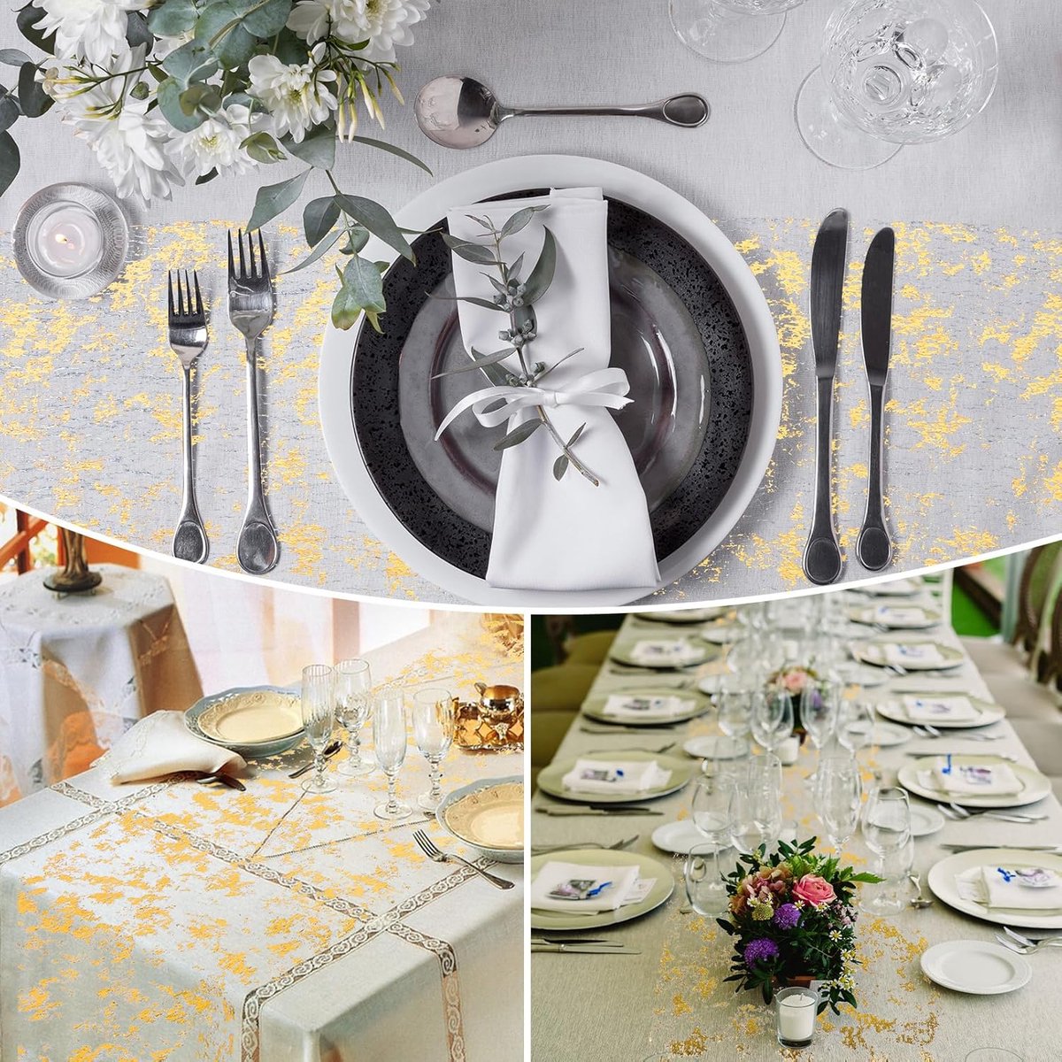 Table Runner - 28*275 cm - Gold Table Runner - Gold Foil Table Runner - Tablecloth - Polyester Table Runner - Glittering Metal Mesh Roll Table Runner - for wedding decorations, New Year's decorations, and birthday parties