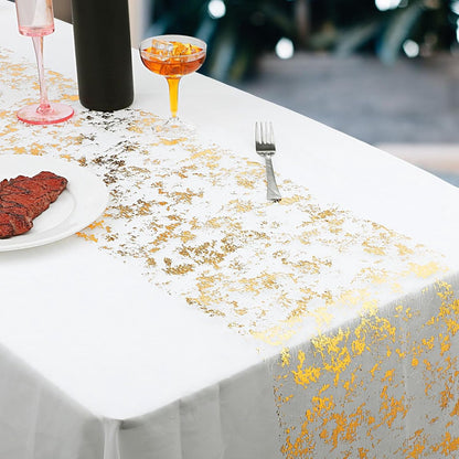 Table Runner - 28*275 cm - Gold Table Runner - Gold Foil Table Runner - Tablecloth - Polyester Table Runner - Glittering Metal Mesh Roll Table Runner - for wedding decorations, New Year's decorations, and birthday parties