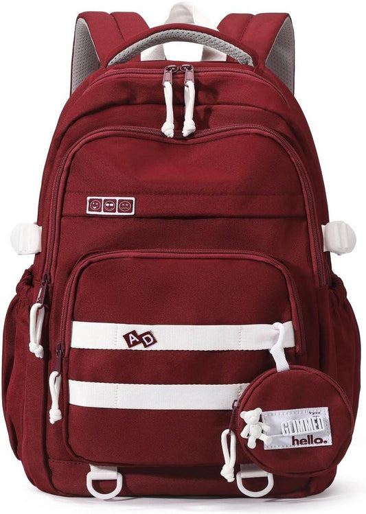 Waterproof backpack for girls - Girl Backpack - School backpack - lightweight school bag - School bag - Girls School Student School Bag - Large capacity backpacks for Girls and Boys - Teenagers - High School backpacks - Red.