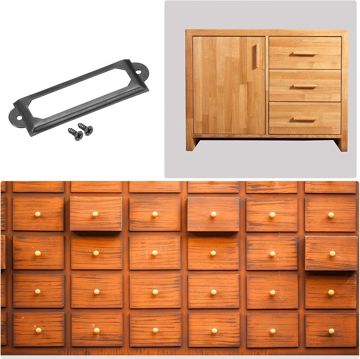 30 pieces - metal label holders - name card frame - drawer label holders - furniture label holders - library labels - nameplate frame - for shelves, pharmacy cabinet, filing cabinet, drawer, office decoration, archive - with screws - 60*17 mm - black