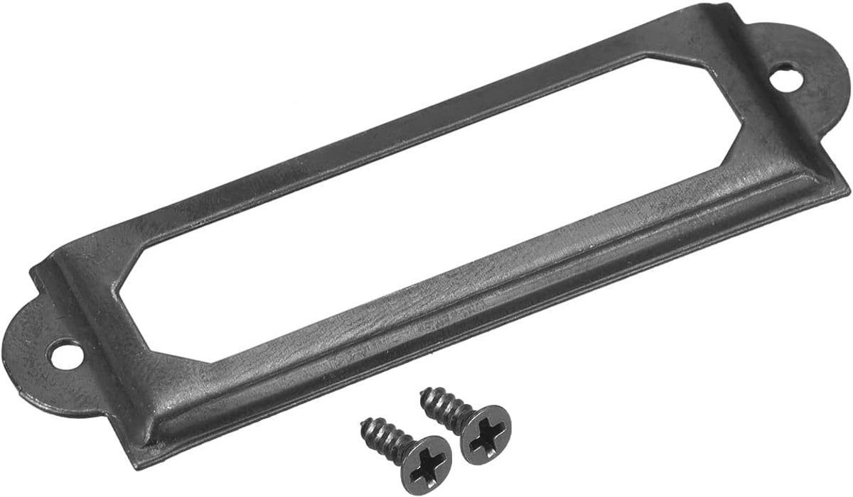 30 pieces - metal label holders - name card frame - drawer label holders - furniture label holders - library labels - nameplate frame - for shelves, pharmacy cabinet, filing cabinet, drawer, office decoration, archive - with screws - 60*17 mm - black