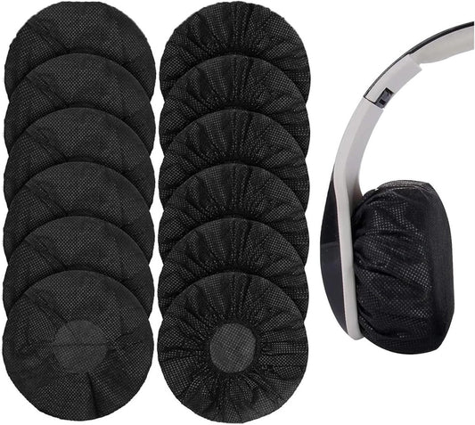Elastic Headphone Hygiene Cases - 100 pieces - non-woven fabric headphone covers - replacement headphone hygiene cases - elastic stretch - universal - cover case 11cm - for home, sports and office - Black