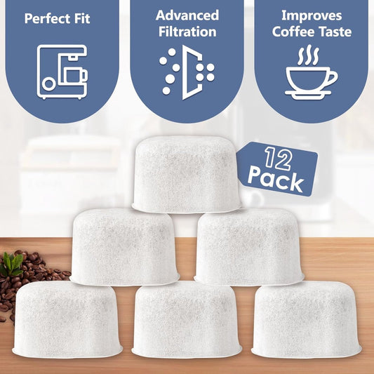 12 Replacement water filter parts - Activated carbon filter suitable for Ninja coffee machines - original activated carbon filters - water filter replacement - Coffee accessories - Machine Water Filter Replacement - White