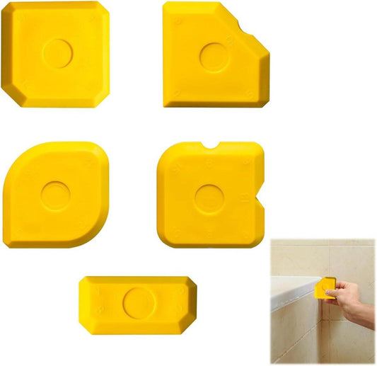 5 pieces - Seam tools - Silicone seam tools - Silicone sealant tool - Silicone tool set - Caulking spatula set - silicone joint spatula - joint removers - caulking tool - for smoothing silicone and acrylic joints - yellow.
