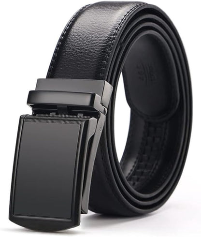Men's Belt - 1 Piece - Belt (130cm) - Metal Belt - Leather Belt - Slide Buckle for Jeans and Trousers - Men - Adjustable - Men's Belt - Robust Metal Buckle Belt - No Holes - Suitable as a Gift - Brown