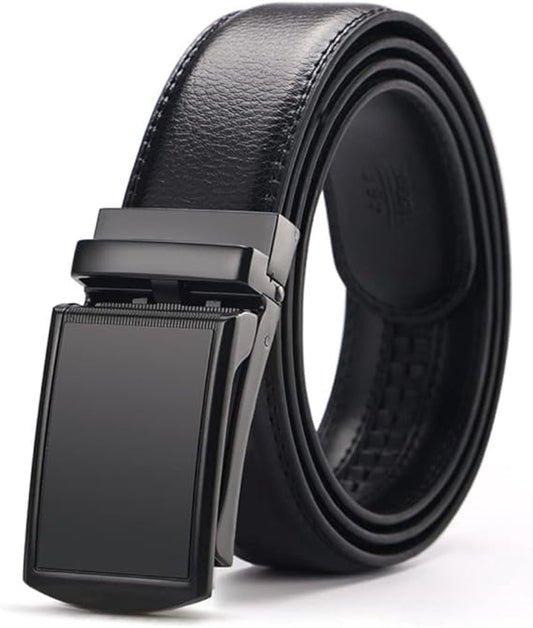 Men's Belt - 1 Piece - Belt (130cm) - Metal Belt - Leather Belt - Slide Buckle for Jeans and Trousers - Men - Adjustable - Men's Belt - Robust Metal Buckle Belt - No Holes - Suitable as a Gift - Brown