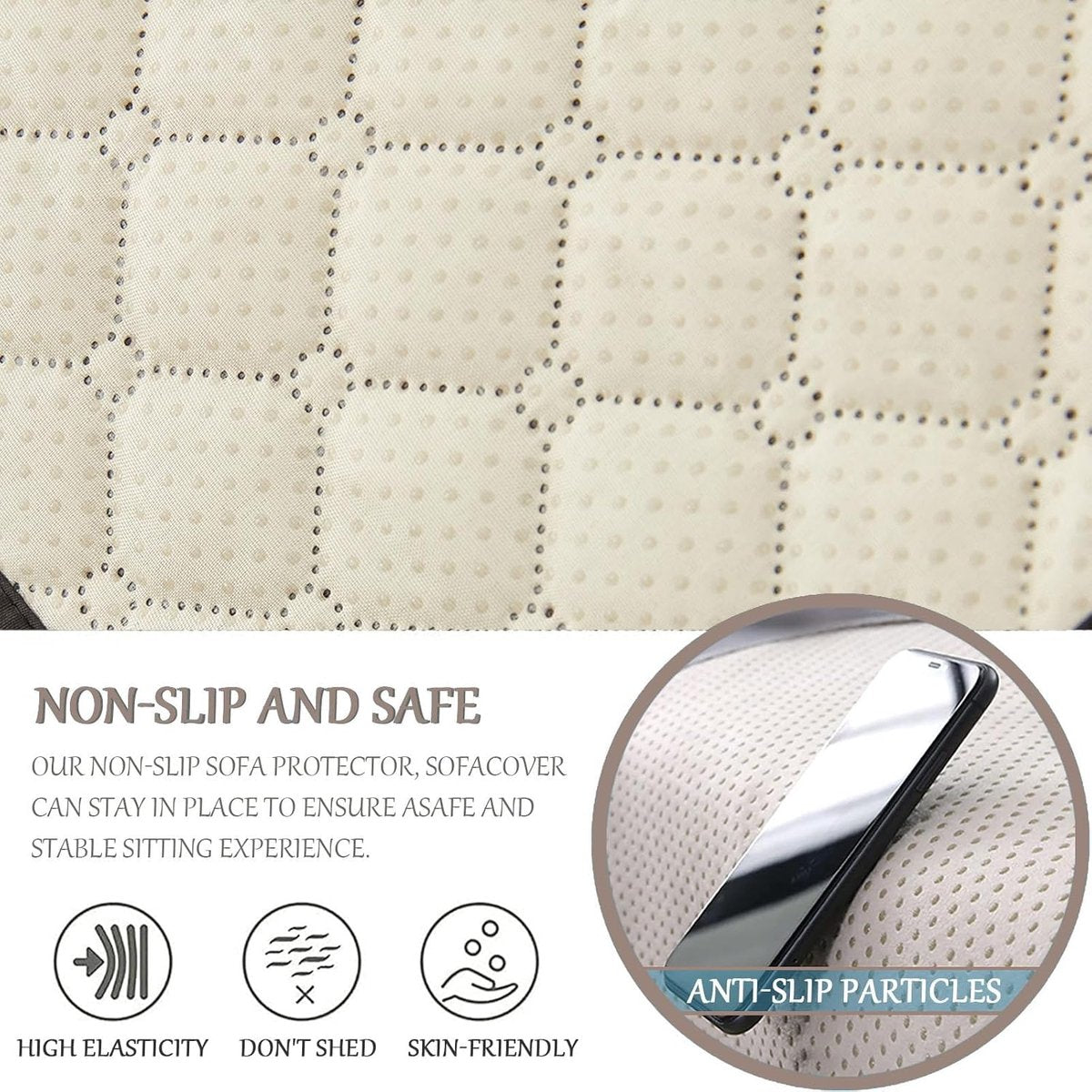 Sofa Cover - 3-Piece Set - Sofa Armrest Cover - Cushion Armrest Pad - Armchair Cover with Pockets - Sofa Protectors - Removable Headrest Cover - Sofa Remote Control Storage Bag - Non-Slip Furniture Protector