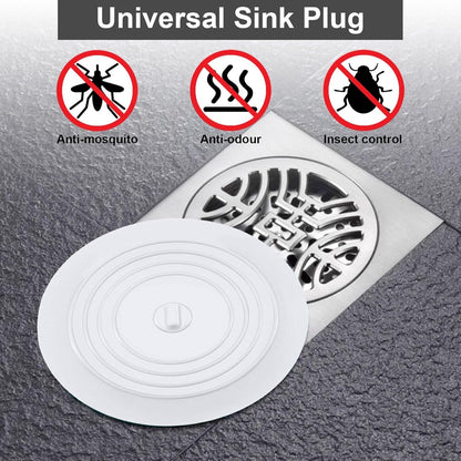 Drain Stopper - 3 Pieces - 15 cm Diameter - White, Grey and Black - Drain Plug - Universal Sink Stopper - Silicone - Bath Stopper - Anti-Clog - For Sink Washbasin Bath Shower Tray Kitchen Washbasin Bathtub Countertop
