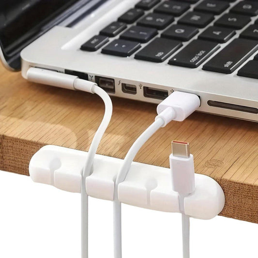 3 pieces - Cable holder - Cable clamp holder - cable management system - cable organizer - cable clip - desk organizer - cable tray - for cables, power cords, USB charging cables, chargers, audio cables - 3, 5, 7-hole - white.