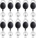 10 Retractable Badge Holders - Extendable Keychain - with Carabiner Belt Clip - D-Clip - Extendable Lanyard Keychain - Keys and Cards - Card Holder Drawstring - Keychain for ID Card Holder and Keychain