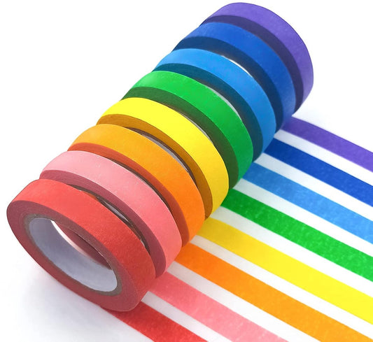 8 rolls - Masking tape - 1.5 cm*20m - Colorful masking tape - colored tape - adhesive tape - tape - painter's tape - colorful craft tape - art paper tape - art supplies - for children, labeling, crafting, DIY, decoration, teaching material