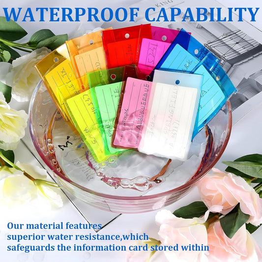 10 pieces - luggage tags - colored plastic PVC labels - waterproof PVC luggage tags - luggage tags for luggage - luggage tags - with string - business card holders - with name ID cards - for checked suitcases, travel bags and backpacks - 11*6.5 cm