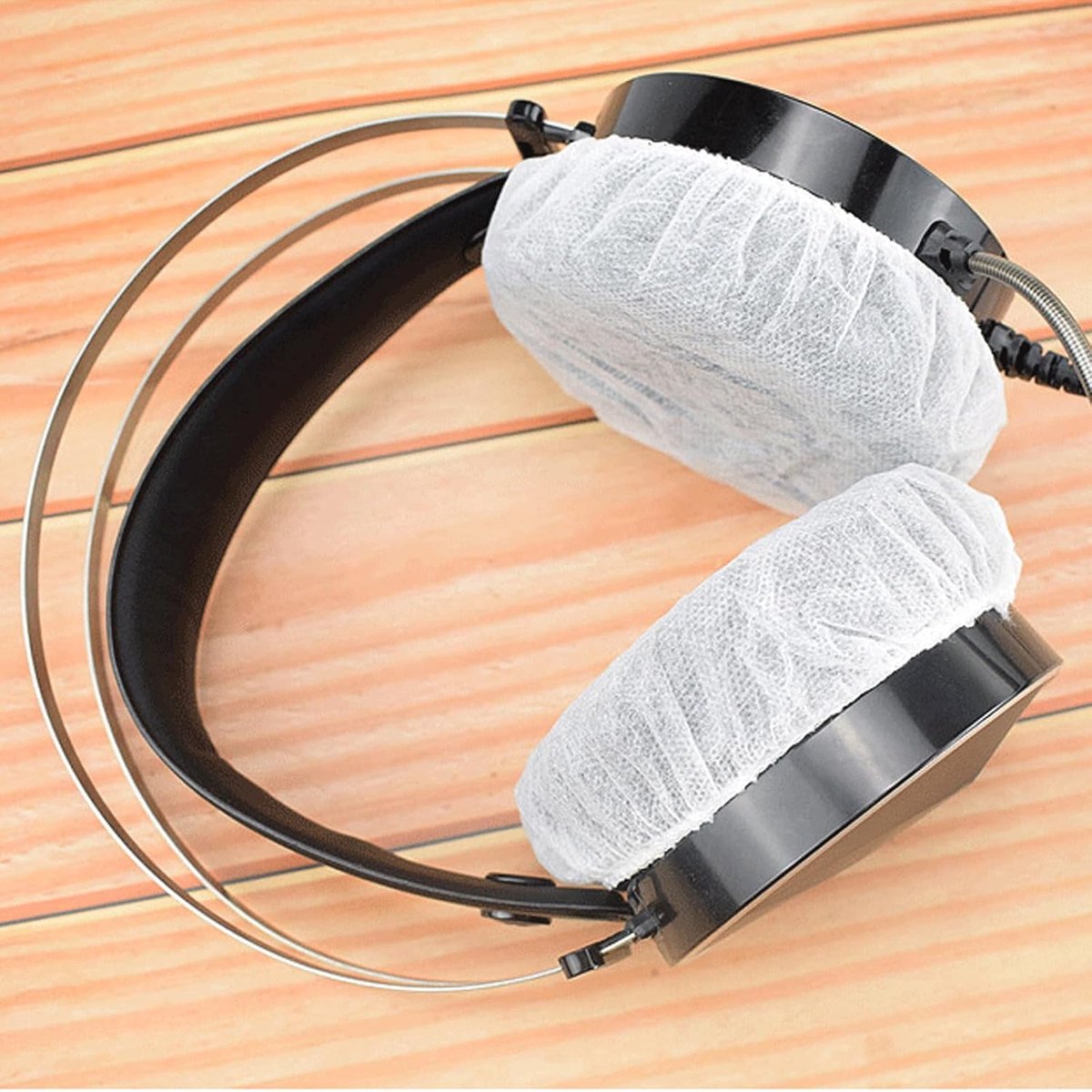 Elastic Headphone Hygiene Cases - 100 pieces - non-woven fabric headphone covers - replacement headphone hygiene cases - elastic stretch - universal - cover case 11cm - for home, sports and office - White