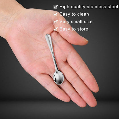 10 pieces - Spoon - Kitchen sauce spoon - Sauce spoon - Spice spoon - Small spoons for spice jars - mini spoons - Stainless steel small spoons - Kitchen utensils - for herbs, salt, pepper, spices, sugar, honey, coffee - 7.5 cm - silver