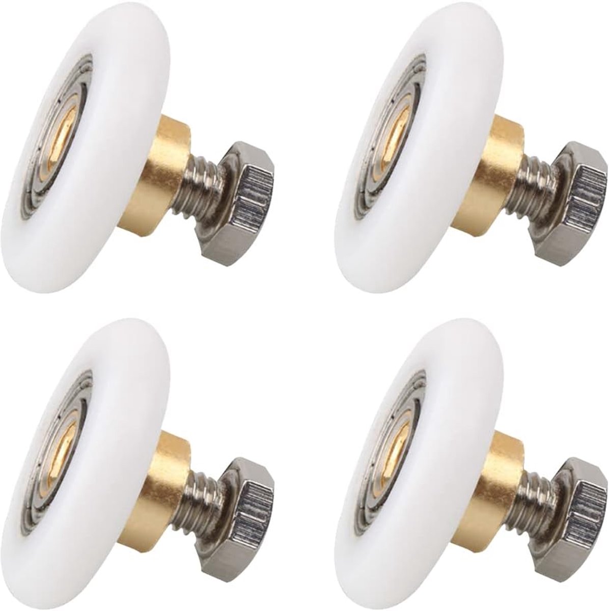 pieces - shower door rollers - 20 mm - sliding door wheels for showers - replacement roller guide wheels - for home, bathroom, DIY - replacement parts for glass holes - for shower doors, sliding door wheels and gliders - white