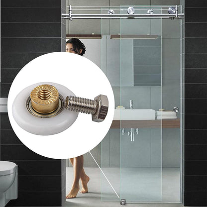 pieces - shower door rollers - 20 mm - sliding door wheels for showers - replacement roller guide wheels - for home, bathroom, DIY - replacement parts for glass holes - for shower doors, sliding door wheels and gliders - white