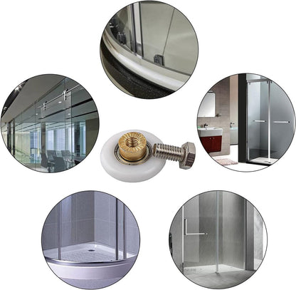 pieces - shower door rollers - 20 mm - sliding door wheels for showers - replacement roller guide wheels - for home, bathroom, DIY - replacement parts for glass holes - for shower doors, sliding door wheels and gliders - white