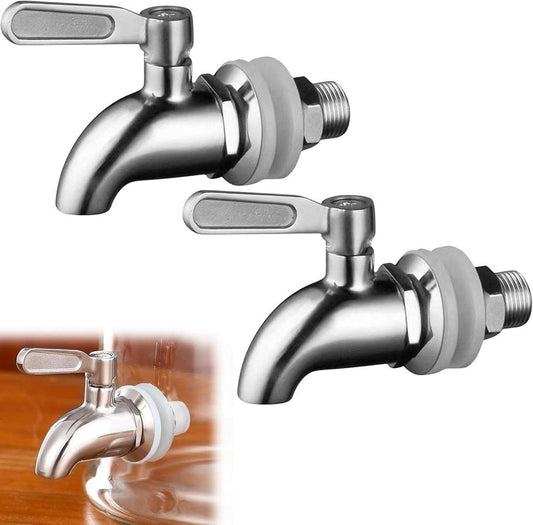 pieces - 16 mm beverage dispenser - Stainless steel beverage dispenser - Tap for keg - beer keg tap - wine tap - replacement tap - for home-brewed keg fermenter, wine, beer, juice dispenser - beverage tap - silver - 63*33*85 mm.