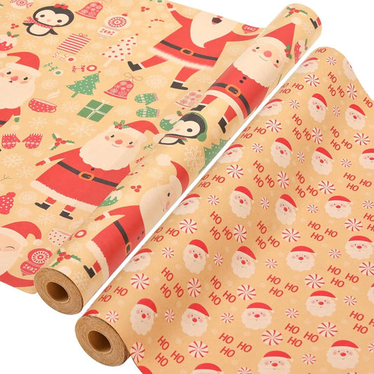 Wrapping paper - Christmas wrapping paper - Christmas gift paper - Wrapping paper with figures - 43 x 300cm - 2 Rolls - Christmas paper wrapping paper for Christmas - Christmas paper wrapping paper for children - gift paper - Kraft gift paper - Christmas.