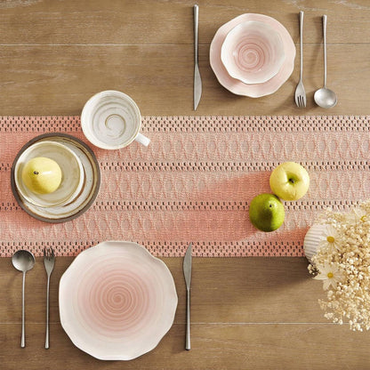 Table runner - tablecloth - Bohemian style table runner - pink table runner - with knotted tassel - farmhouse woven home decor - pink - 30*240 cm