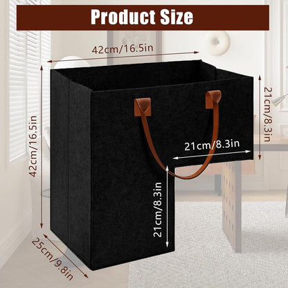 Stair Organizer Basket - Stair Basket - L-shaped Foldable Stair Basket - Storage Bag - Felt Stair Basket - Laundry Basket - Toy Basket - Household Items - for Laundry, Toys - 42*42*25.5 cm - Black