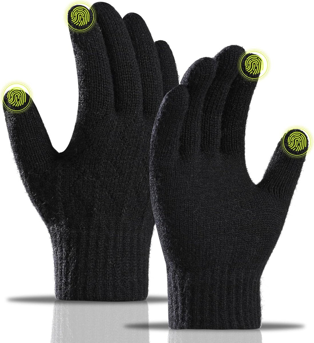 Gloves - Winter Gloves - Warm Gloves - Touchscreen Gloves - Men's Winter Touchscreen Gloves - Warm and windproof fleece lining - Durable and soft - for outdoors, running, skiing, cycling - black.