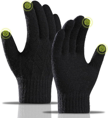 Gloves - Winter Gloves - Warm Gloves - Touchscreen Gloves - Men's Winter Touchscreen Gloves - Warm and windproof fleece lining - Durable and soft - for outdoors, running, skiing, cycling - black.