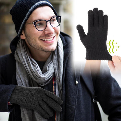 Gloves - Winter Gloves - Warm Gloves - Touchscreen Gloves - Men's Winter Touchscreen Gloves - Warm and windproof fleece lining - Durable and soft - for outdoors, running, skiing, cycling - black.