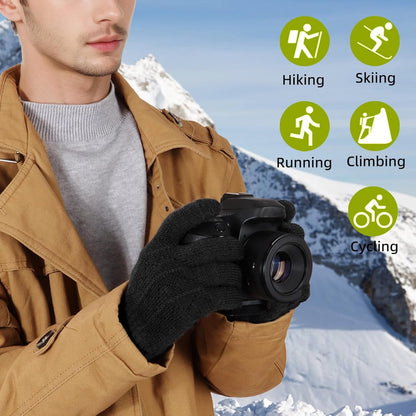 Gloves - Winter Gloves - Warm Gloves - Touchscreen Gloves - Men's Winter Touchscreen Gloves - Warm and windproof fleece lining - Durable and soft - for outdoors, running, skiing, cycling - black.