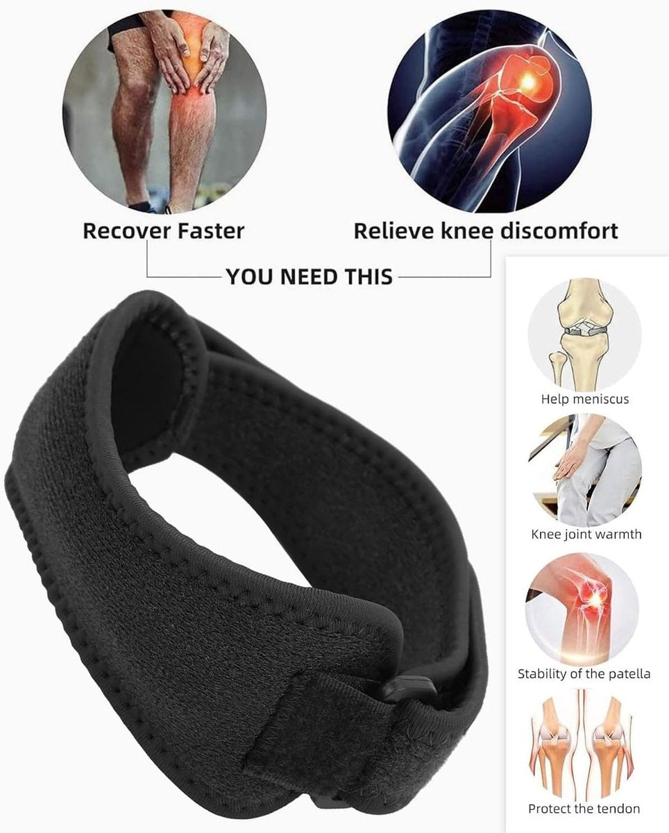 1 pair - Patella brace - knee straps for patellar tendon - knee brace - knee brace for relief of knee pain - knee-patella strap - sports knee brace - knee brace for osteoarthritis - knee brace - support for sports - braces - strap - adjustable - black