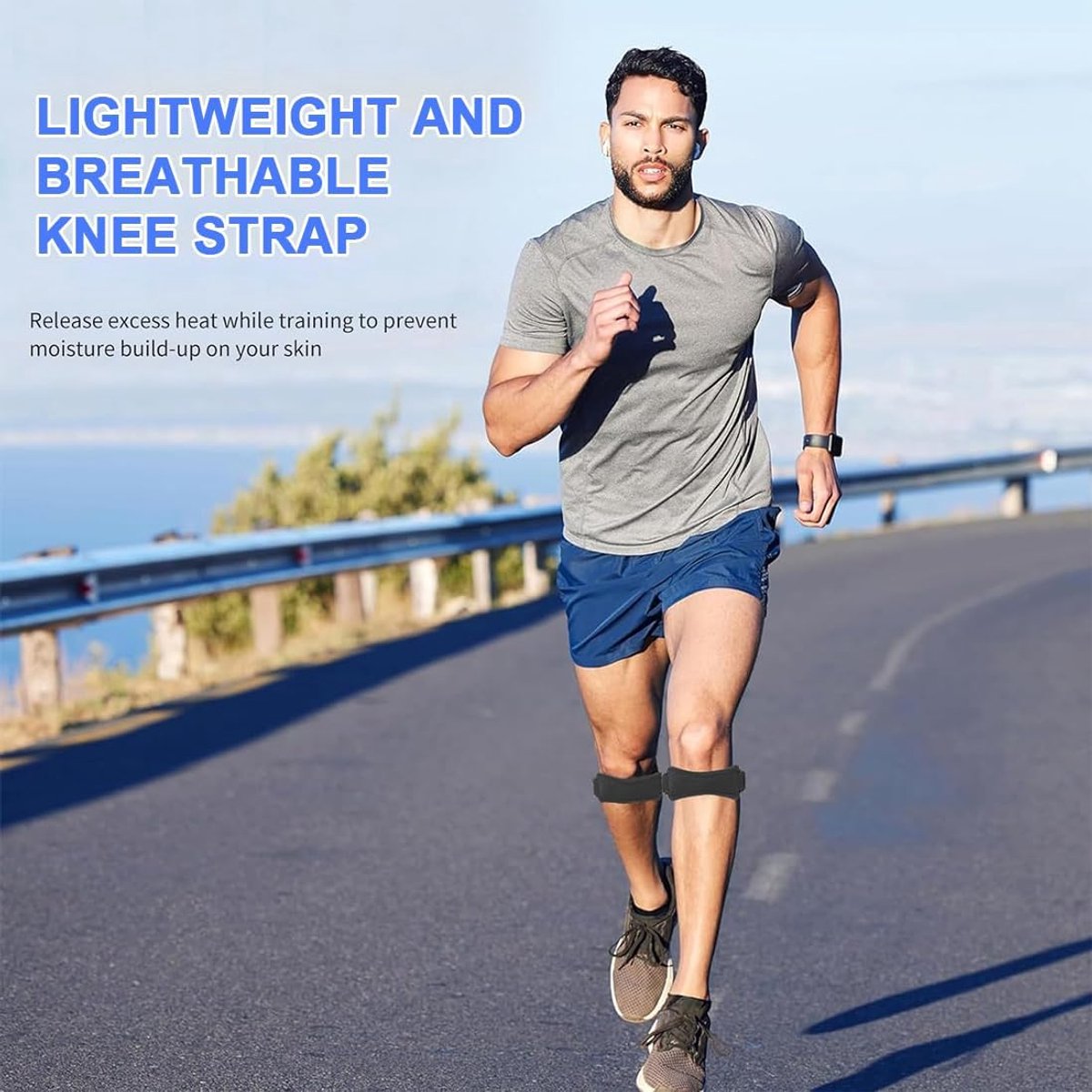 1 pair - Patella brace - knee straps for patellar tendon - knee brace - knee brace for relief of knee pain - knee-patella strap - sports knee brace - knee brace for osteoarthritis - knee brace - support for sports - braces - strap - adjustable - black