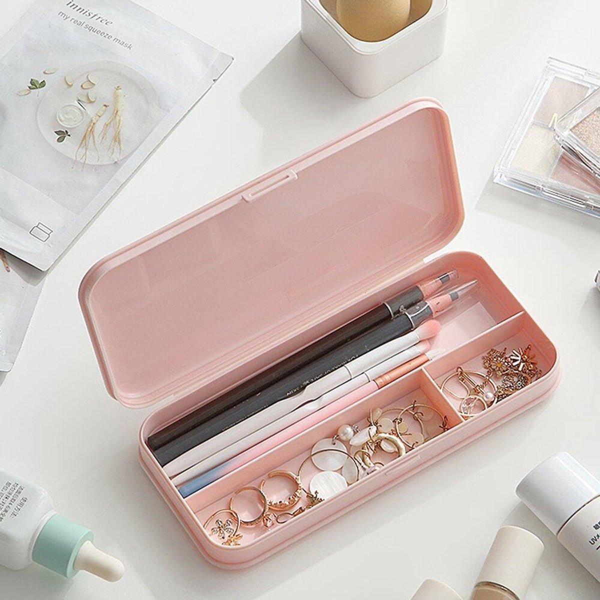 Pencil Case - Pen Pencil Case - Pencil Case - Pencil Case for Children and Adults - Exam Pencil Case - School Bag for Boys and Girls - plastic pencil case - pencil case - school supplies - compact stationery storage box - Back To School - Pink.