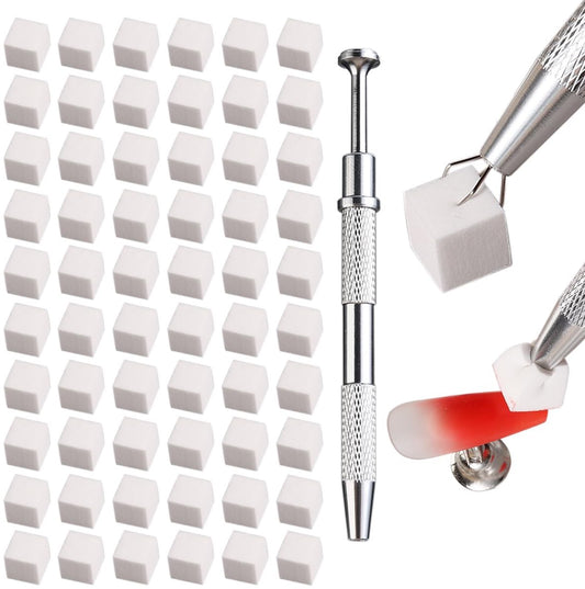 Nail Sponge SET - 100 Pieces - Nail Sponge with Metal Gripper - Soft Nail Sponges - Ombre Nail Brush - Nail Tools - For Gradient and Halo Nail Art - Professional Nail Tools and Accessories