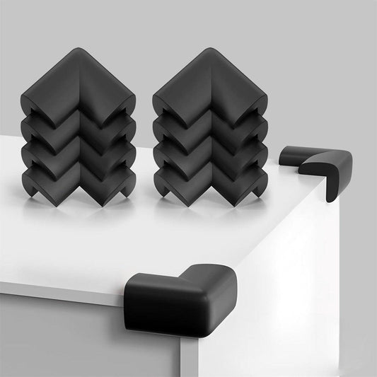 Furniture Corner Protectors - 8 Corners - Baby Corner Protectors - Self-adhesive Soft Rubber - Foam Protectors - Pre-glued - Baby and Child Protection Set - Table Corner Protectors - Non-Toxic and Safe - Black.