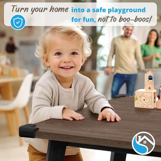 Furniture Corner Protectors - 8 Corners - Baby Corner Protectors - Self-adhesive Soft Rubber - Foam Protectors - Pre-glued - Baby and Child Protection Set - Table Corner Protectors - Non-Toxic and Safe - Black.