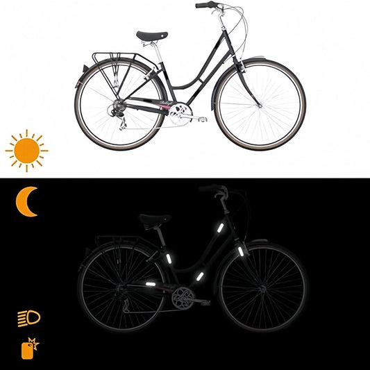 (4 pieces) 12 strips - Night vision stickers - reflective stickers - reflective strips - motorcycle decoration - for visibility in the dark - for bicycle, stroller, buggy, helmet, motorcycle, scooter, toys - 7*1.8 cm and 2.1 cm - black