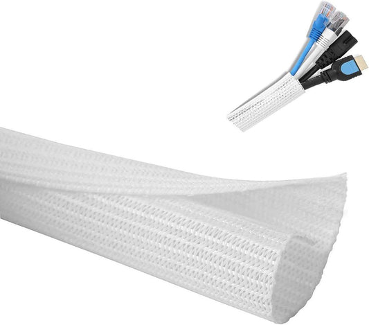 Cable Organizer - 2 m - cable management - Cable Sleeve - cable organizer - Velcro - Braided cable sleeve - Cable protector - for TV, computer, home theater, automotive, domestic, industrial, electrical wires - Prevent pets from chewing.