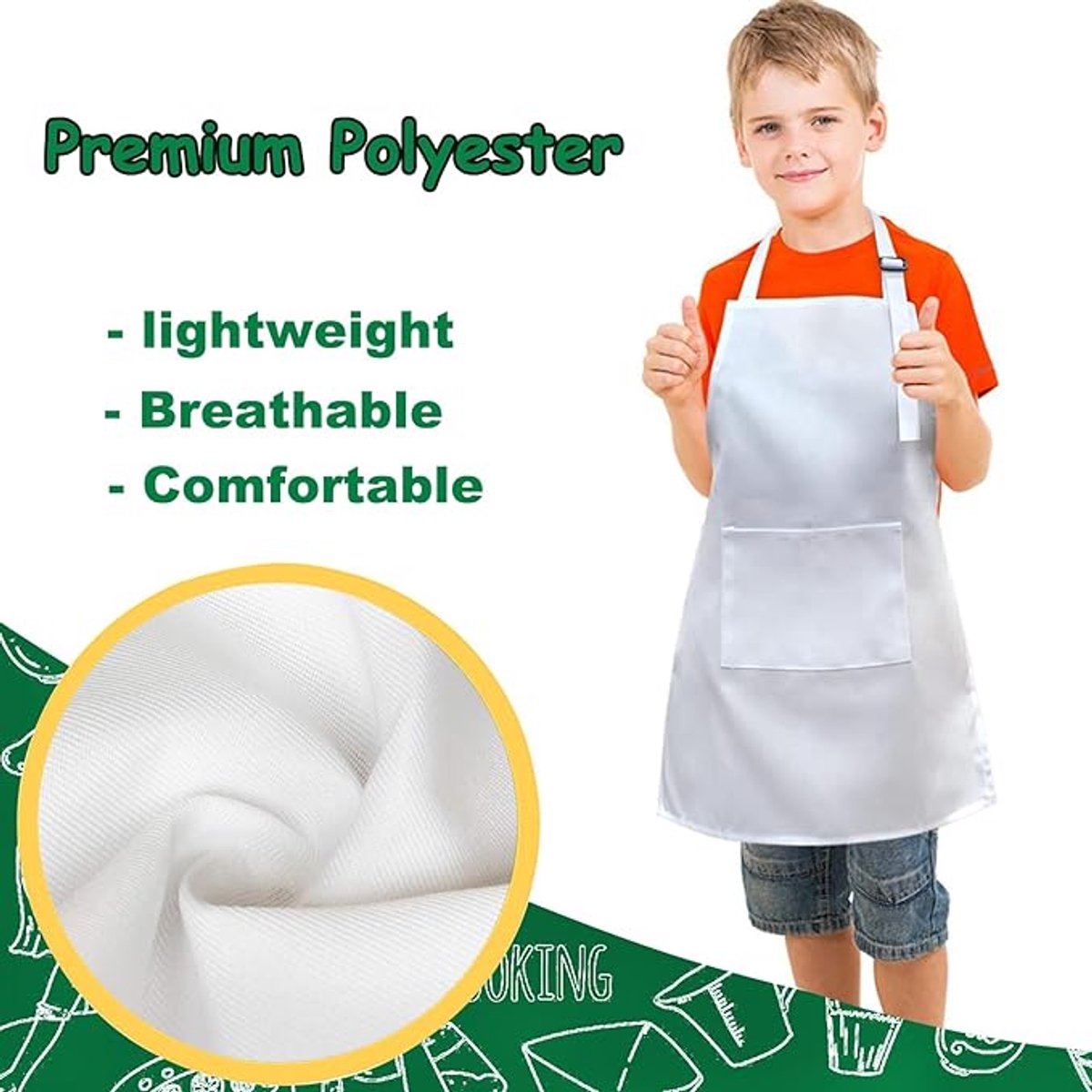 6x Children's Aprons - Children's Craft Apron - Kitchen Apron - Cooking Apron - Painting Apron - Adjustable - Painting Apron - Craft Apron - Children's Apron - For Baking, Gardening, Crafts, School, BBQ, Party - Size L, 6-14 Years