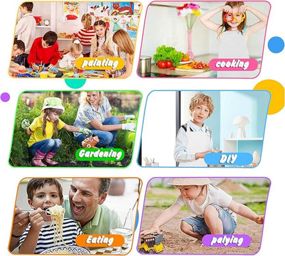 6x Children's Aprons - Children's Craft Apron - Kitchen Apron - Cooking Apron - Painting Apron - Adjustable - Painting Apron - Craft Apron - Children's Apron - For Baking, Gardening, Crafts, School, BBQ, Party - Size L, 6-14 Years