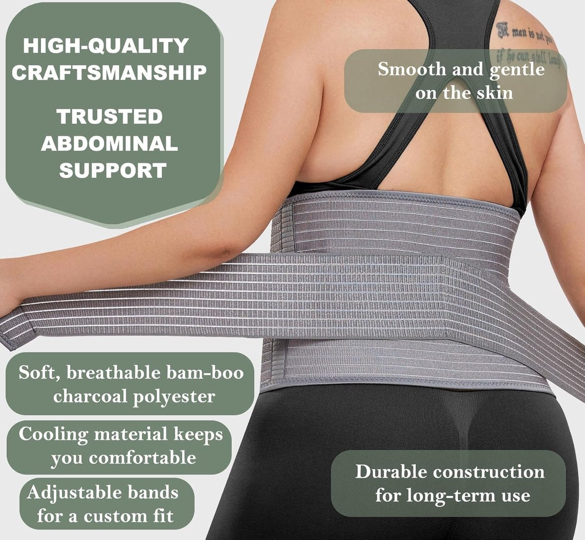 Postpartum Pregnancy Belt - Postpartum Belly Belt - Postpartum Support Belt - Breathable Belly Wrap - Pregnancy Belly Belt - Belly Braces - Corset - Kidney Warmer - Recovery Belt - Lower Back Support - for women - Size S/M - Grey