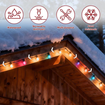 30 pieces - Christmas lighting clips - Light clips - Plastic clips - Lighting hooks - Party lighting clamps - festive string lights clips - hooks - for party decoration, gutter, fencing, roof edge - 49*42*13.7 mm - white