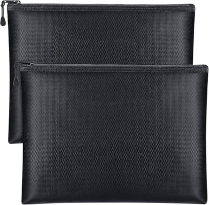 Fireproof Document Bag - 2 Pack - Fireproof and Waterproof Cash Bag with Zipper - Fireproof Document Bags - 13.4 x 9.4 Inch Waterproof and Fireproof Cash Bag Document Holder with Zipper - Fireproof Safe Storage Bag.