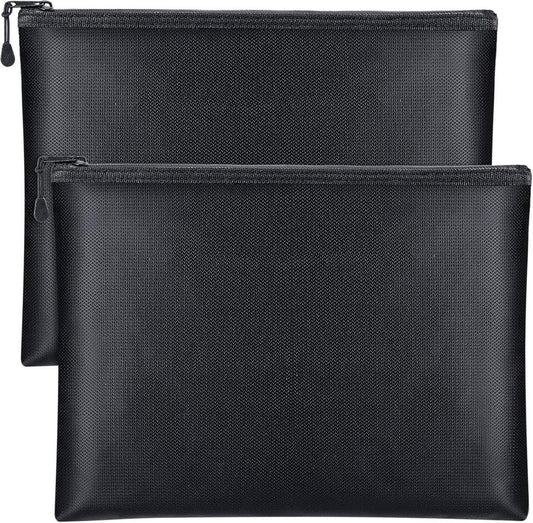 Fireproof Document Bag - 2 Pack - Fireproof and Waterproof Cash Bag with Zipper - Fireproof Document Bags - 13.4 x 9.4 Inch Waterproof and Fireproof Cash Bag Document Holder with Zipper - Fireproof Safe Storage Bag.