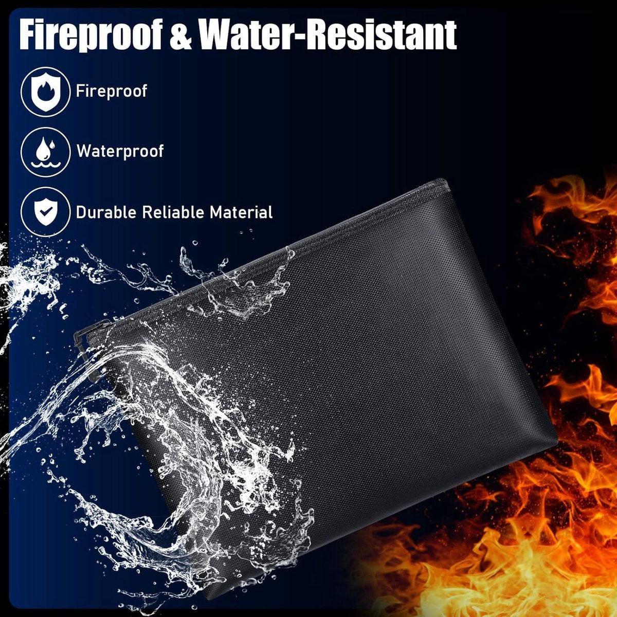 Fireproof Document Bag - 2 Pack - Fireproof and Waterproof Cash Bag with Zipper - Fireproof Document Bags - 13.4 x 9.4 Inch Waterproof and Fireproof Cash Bag Document Holder with Zipper - Fireproof Safe Storage Bag.