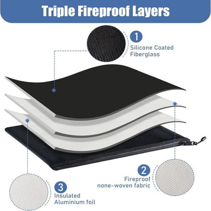 Fireproof Document Bag - 2 Pack - Fireproof and Waterproof Cash Bag with Zipper - Fireproof Document Bags - 13.4 x 9.4 Inch Waterproof and Fireproof Cash Bag Document Holder with Zipper - Fireproof Safe Storage Bag.