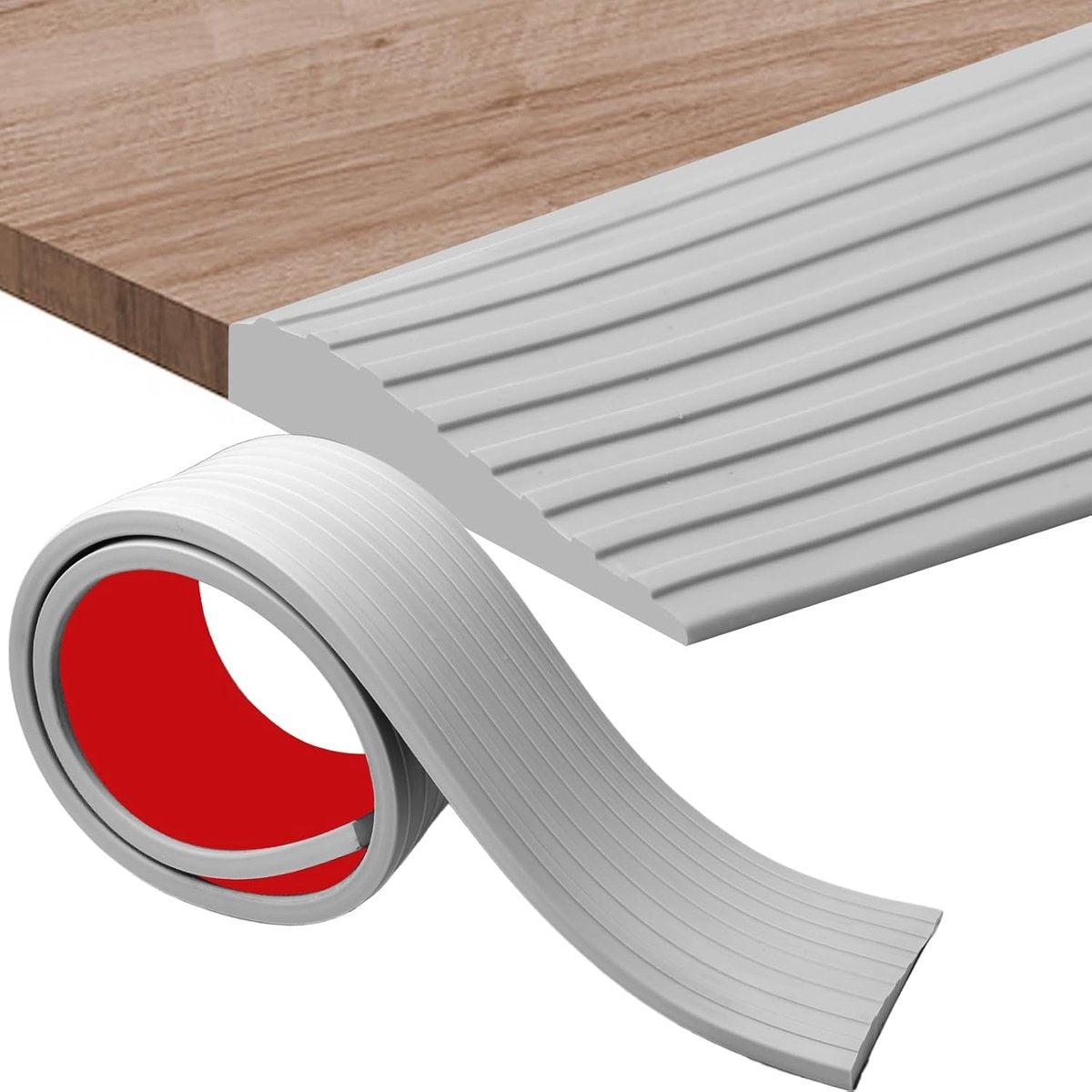 Threshold ramp - 1 m*10mm*50mm - Rubber threshold aid - Threshold ramps - Driveway ramp - Threshold ramps for doors - Loading ramp - Threshold plate - Anti-slip - self-adhesive rubber threshold ramp - for wheelchairs, strollers and scooters - grey.